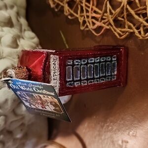 Old world christmas glass blown shiny red silver paint  Britishphone booth